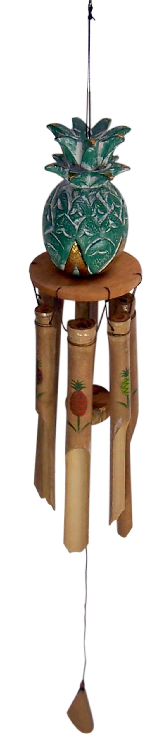Wowser Bamboo Pineapple Windchime, Outdoor Garden Décor, 36 Inches