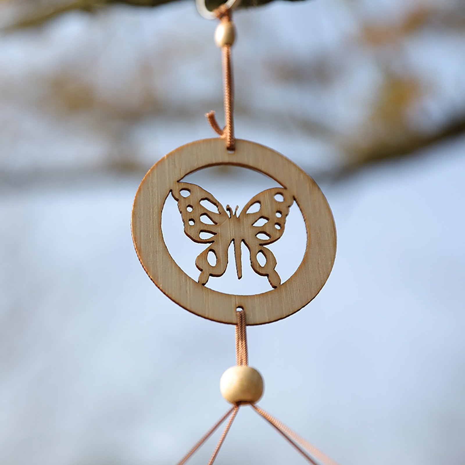 27 inch Handmade Bamboo Wind Chimes for Outside, Wooden Windchimes, Home Decor for Outdoors & Indoors, Patio Lawn Garden (B)