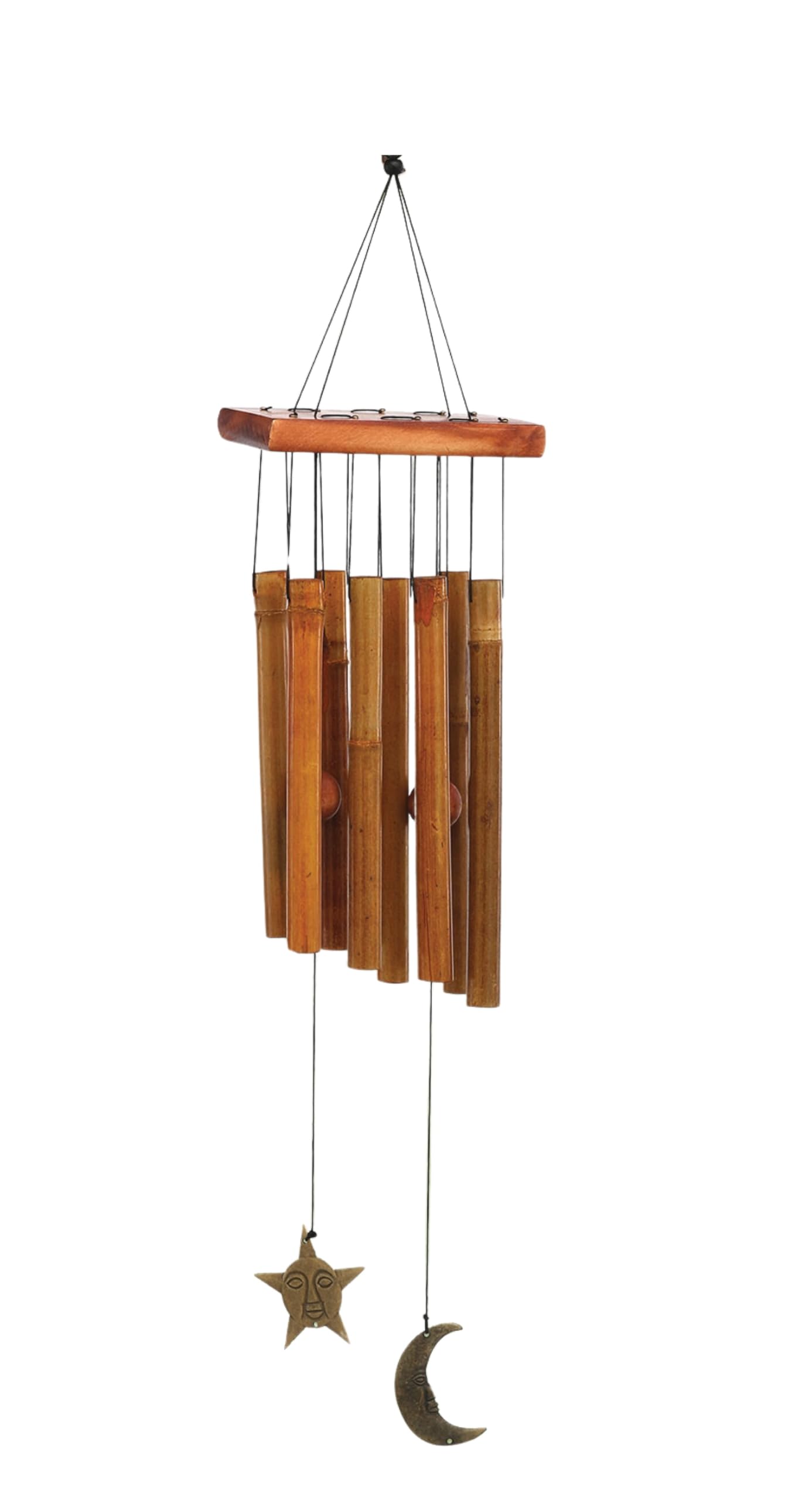 Sunset Vista Designs Moon and Star Metal and Wood Wind Chime Bamboo