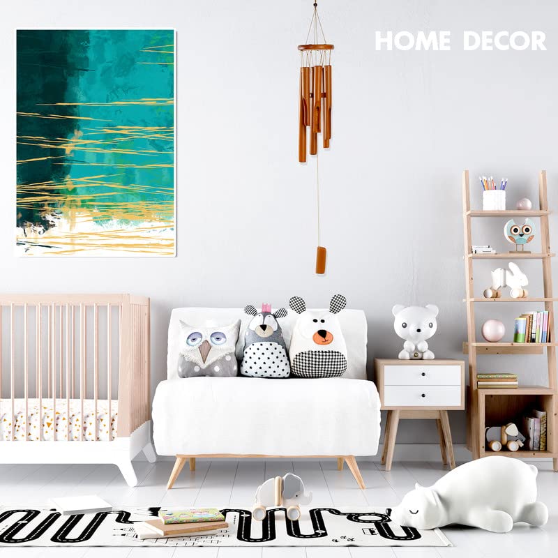 Sansnow Wooden Wind Chimes Outdoor/Indoor, Natural Bamboo Wind Chimes with Beautiful Deep Tone for Garden/Home Decor 30 Inches, Brown