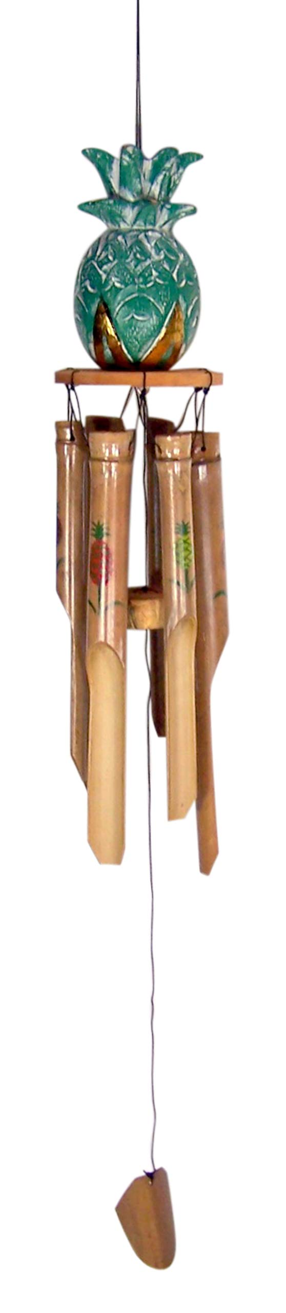 Wowser Bamboo Pineapple Windchime, Outdoor Garden Décor, 36 Inches