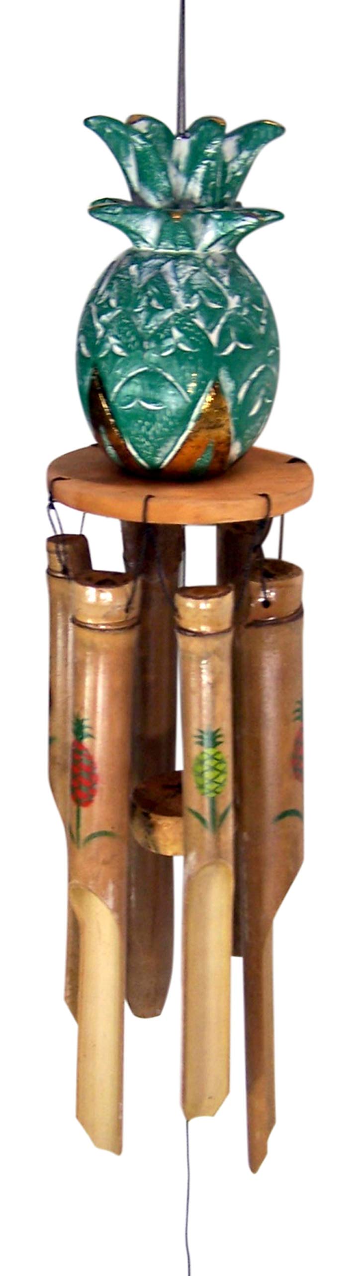 Wowser Bamboo Pineapple Windchime, Outdoor Garden Décor, 36 Inches