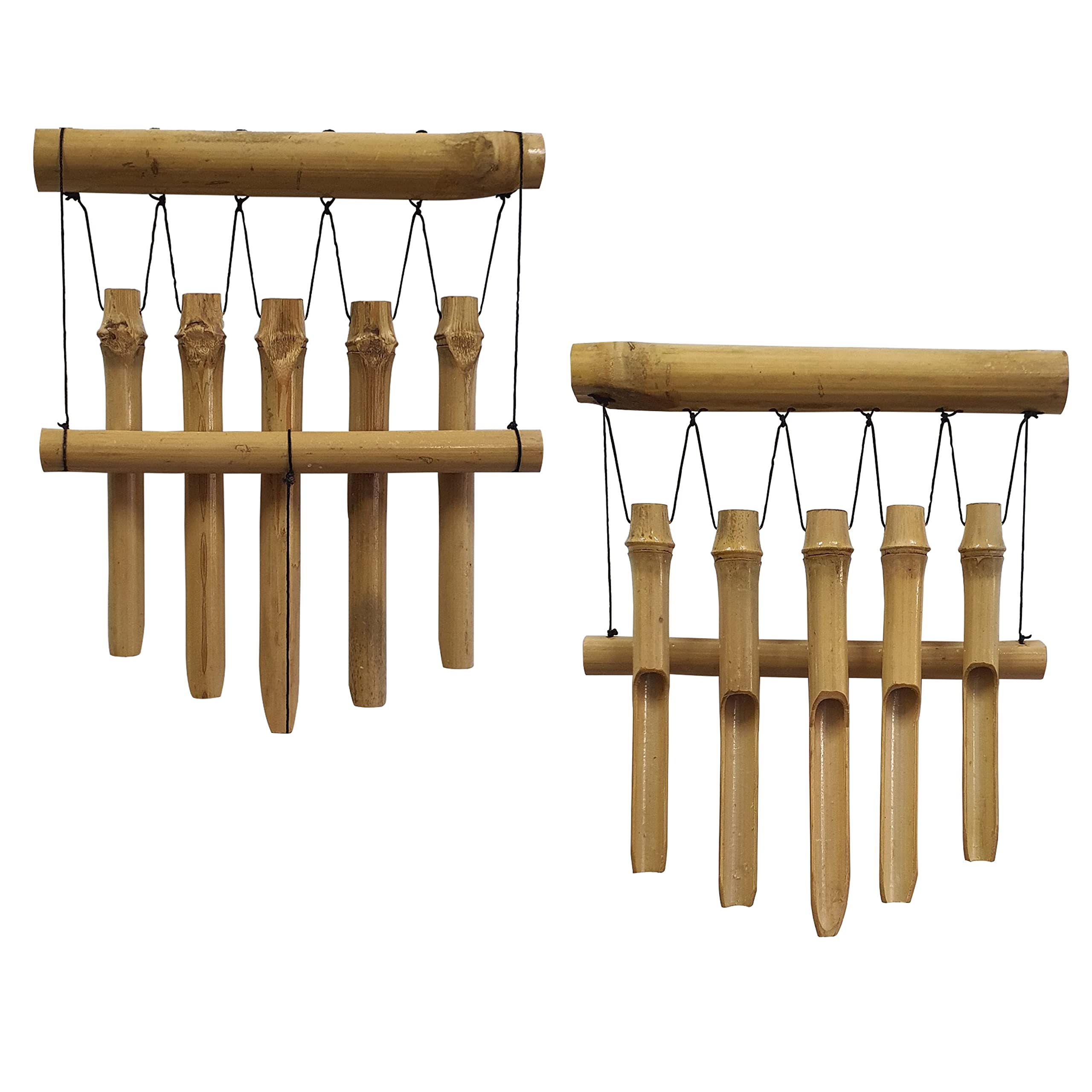 Small Simple Bamboo Wind Chimes Outdoor, 5 Tubes Single Row, Gifts for Mom/Grandma/Women, Garden Lawn Yard Decor 23"