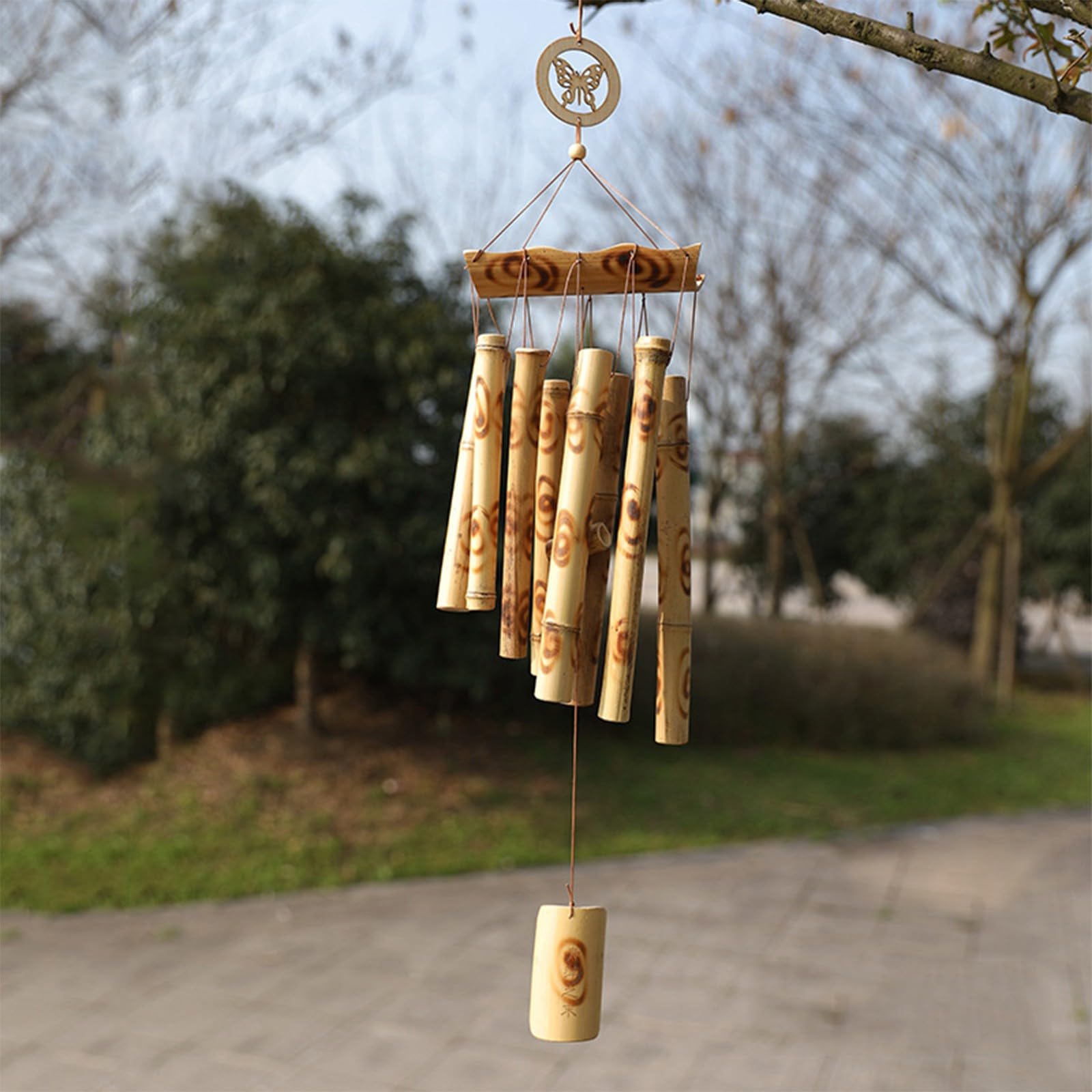 27 inch Handmade Bamboo Wind Chimes for Outside, Wooden Windchimes, Home Decor for Outdoors & Indoors, Patio Lawn Garden (B)