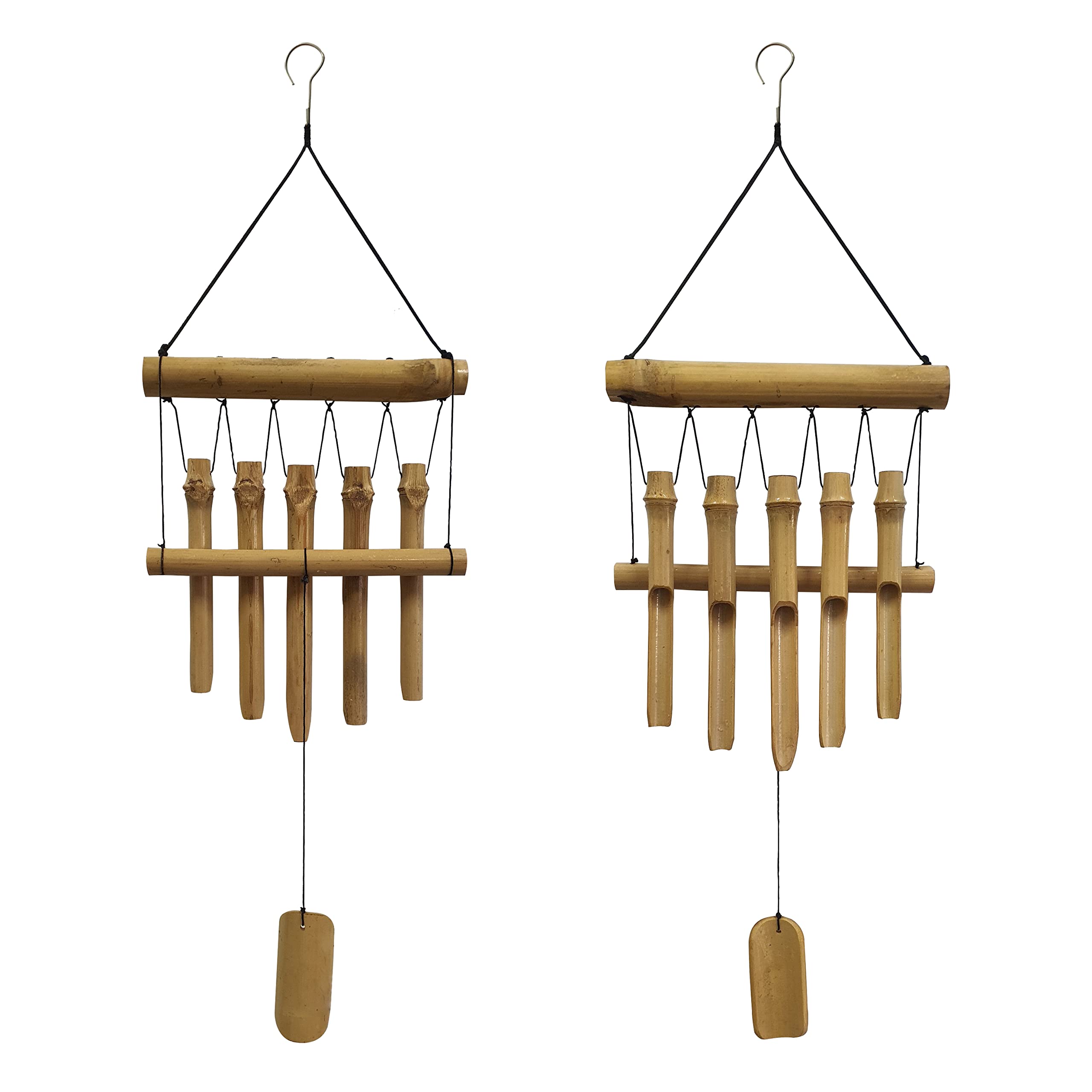 Small Simple Bamboo Wind Chimes Outdoor, 5 Tubes Single Row, Gifts for Mom/Grandma/Women, Garden Lawn Yard Decor 23"