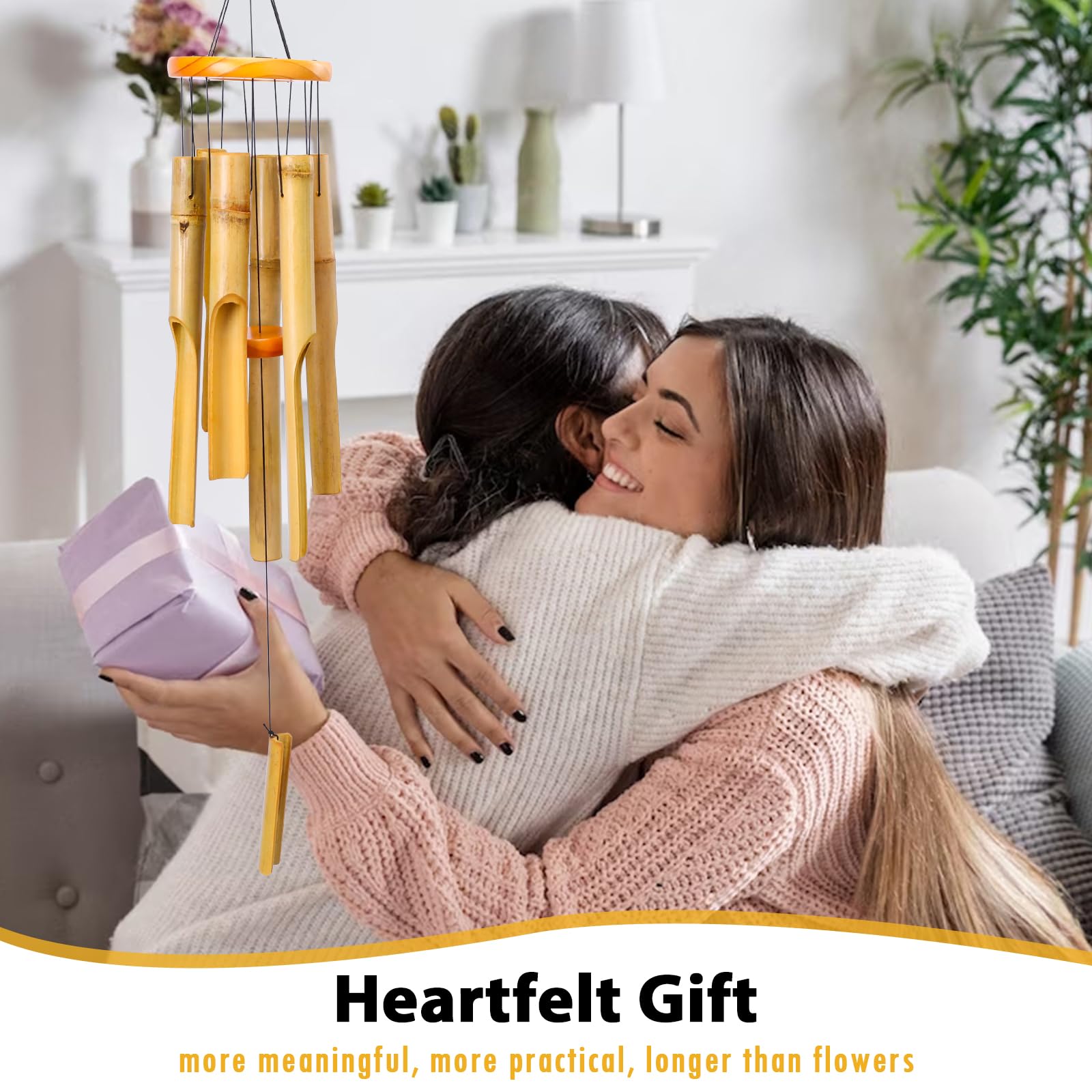 MUMTOP Bamboo Wind Chimes for Outside-Wooden Wind Chime - 31 Inch Bamboo Chimes for Outdoors,Patio,Garden,Yard,Home,Tree Decor