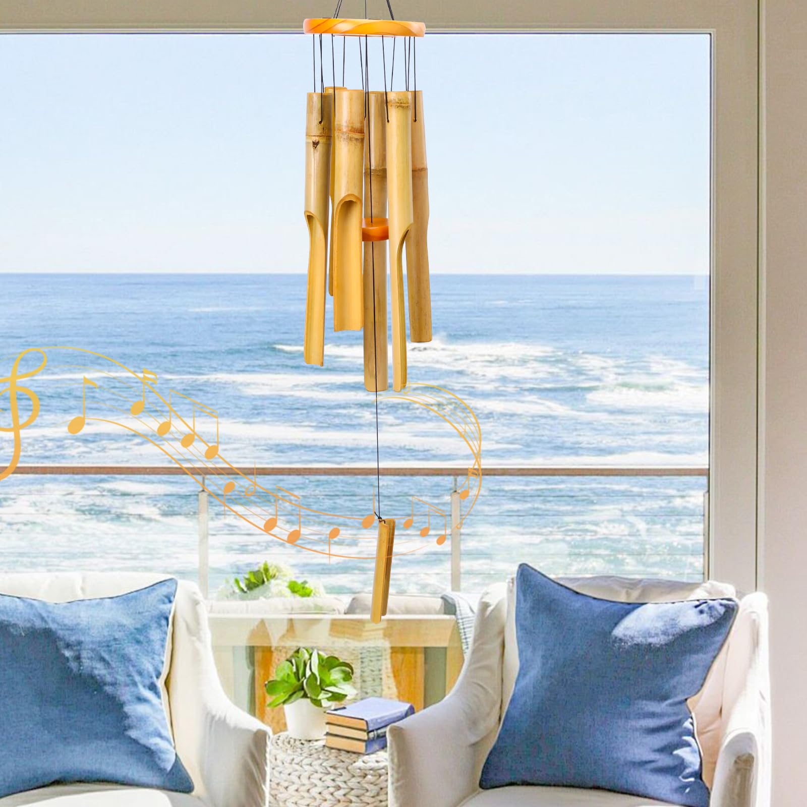 MUMTOP Bamboo Wind Chimes for Outside-Wooden Wind Chime - 31 Inch Bamboo Chimes for Outdoors,Patio,Garden,Yard,Home,Tree Decor