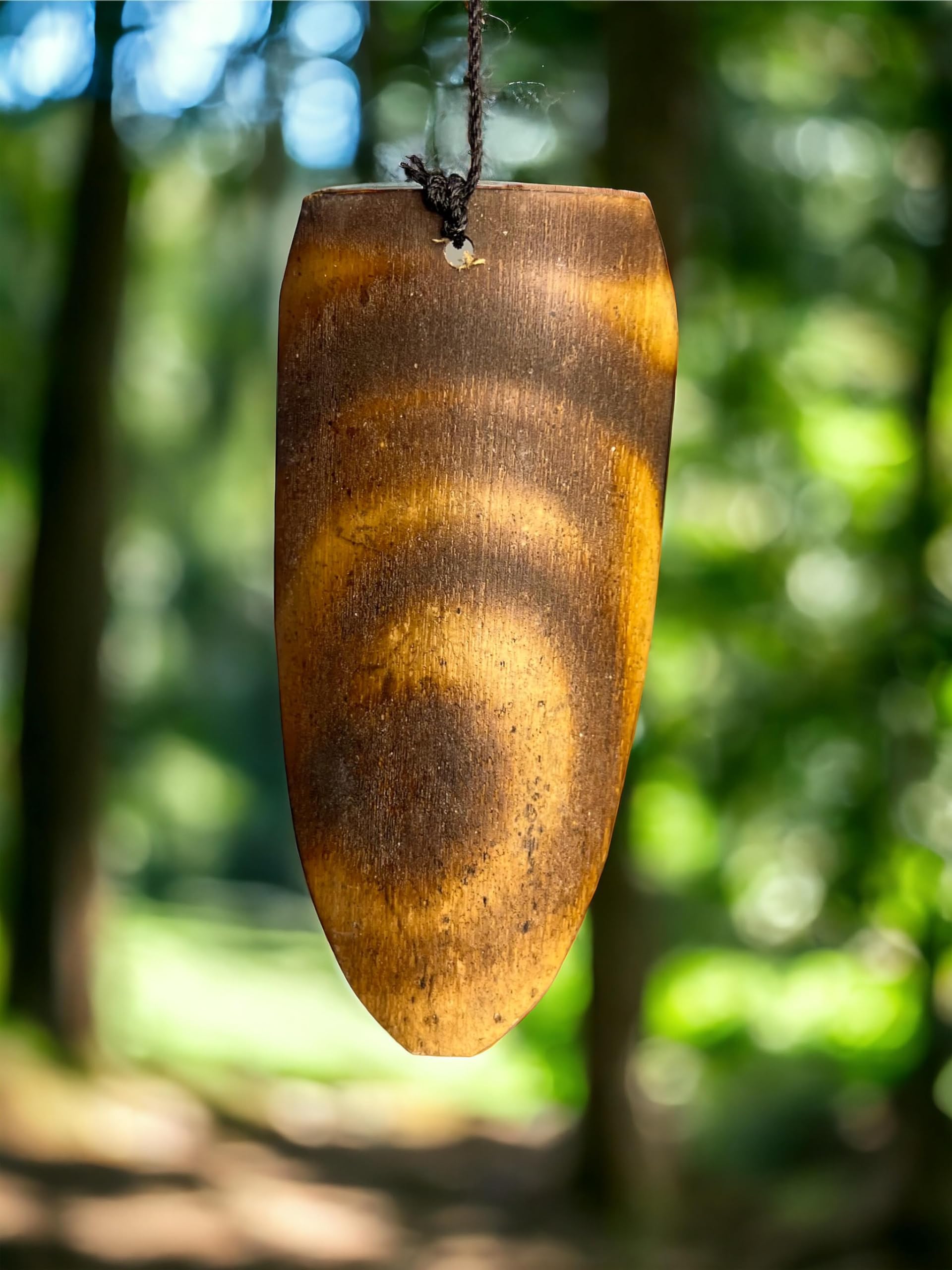 Large 39” Bamboo Windchime with Rustic Tropical Coconut Topper – Jumbo Thick Chimes with Ornate Spiral Pattern – Hanging Outdoor Garden Porch Décor – Deep Relaxing Calming Tones