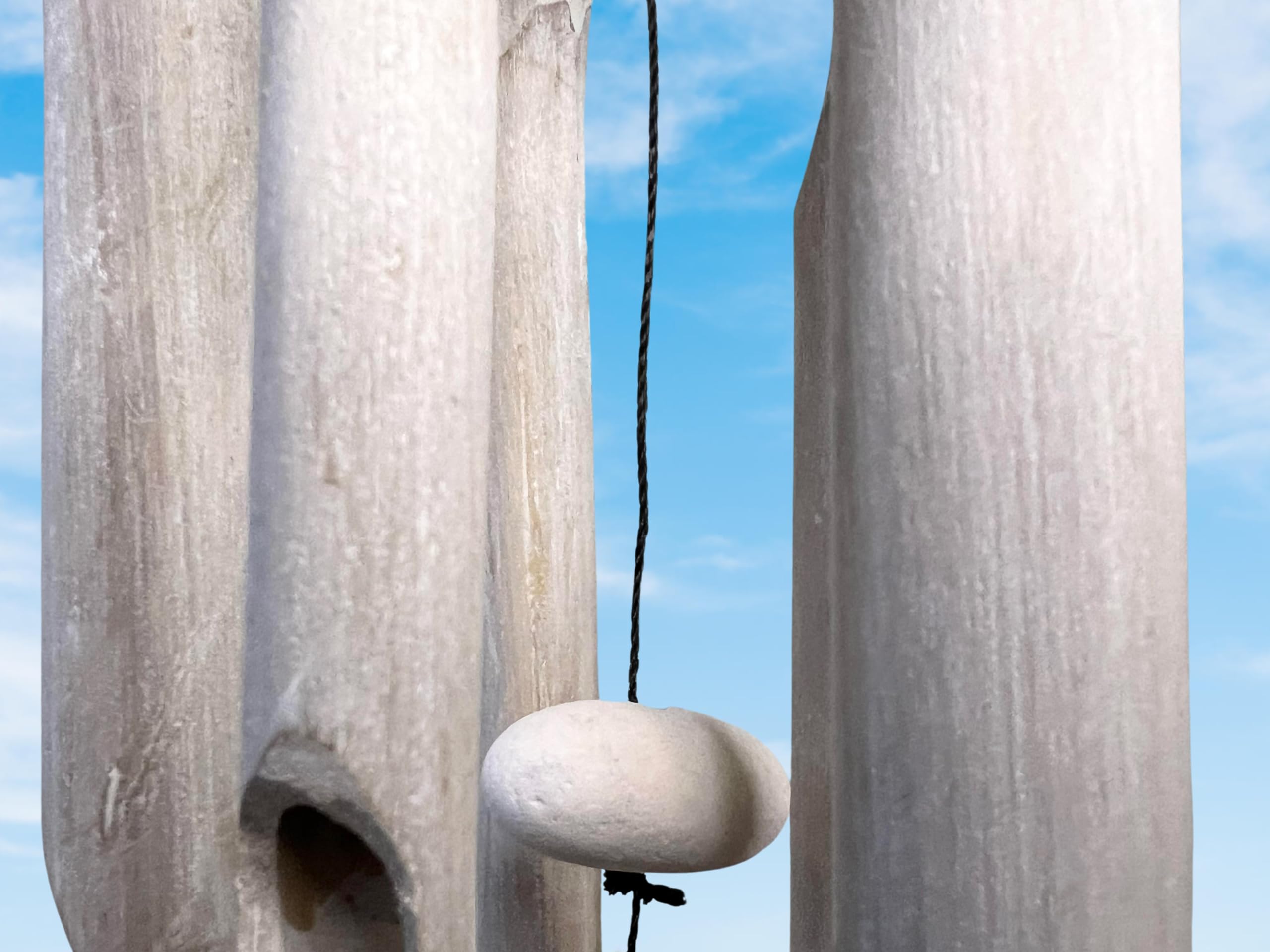 Rustic Sea Turtle Bamboo and Wood Windchimes – Outdoor Wind Chime – Distressed Finish – Whitewash & Teal Blue – Natural Beautiful Relaxing Sound