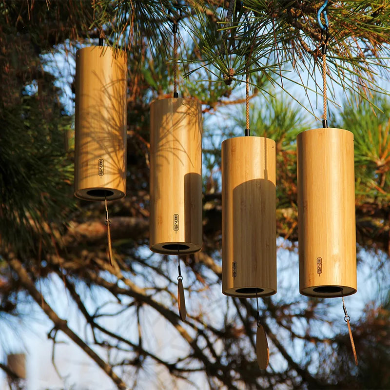 Chord G-B-D-C Bamboo Wooden Wind Chimes Handmade Japan Style Windchime for Outdoor Garden Patio Home Decor Meditation Relaxation