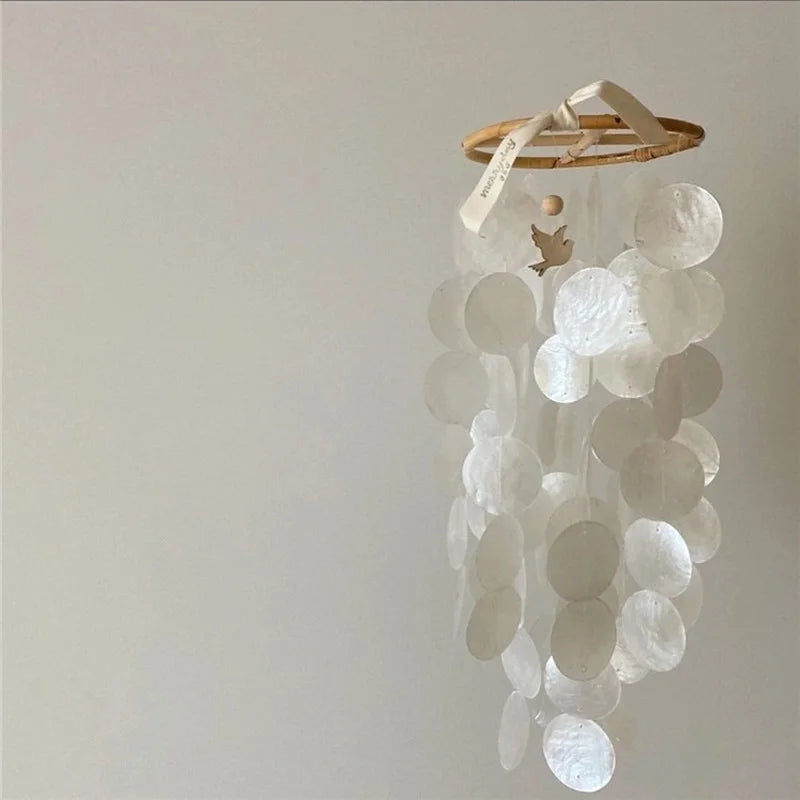 Handmade Natural Mother Shell Wind Chimes Home Homestay Ornaments Children's Room Small Hanging Bell Wall Hanging Decor Gift