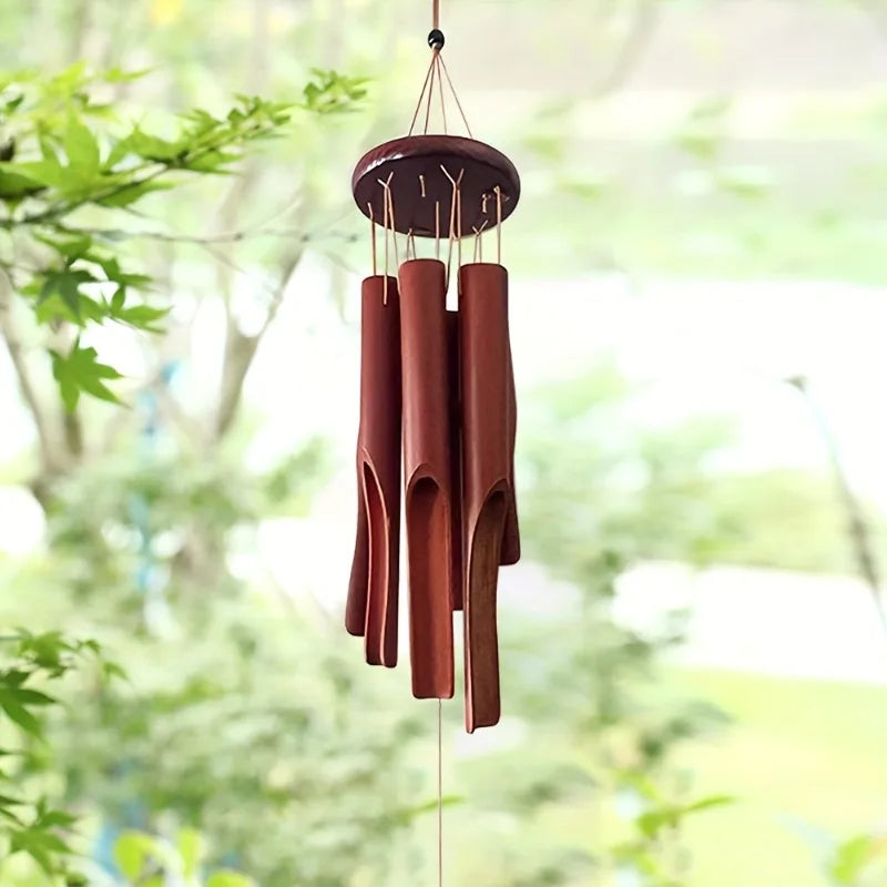 1PCS Natural Bamboo Wind Chime Handmade Garden Patio Christmas Hanging Decor Eco-Friendly Ornament
