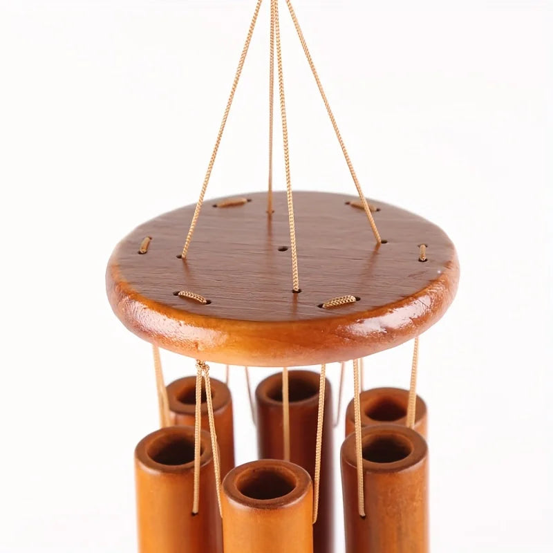 1PCS Wooden Bamboo Wind Chime Vintage Style - Handcrafted Hanging Bells for Balcony Porch Indoor Wall Decor Minimalist Craft Art