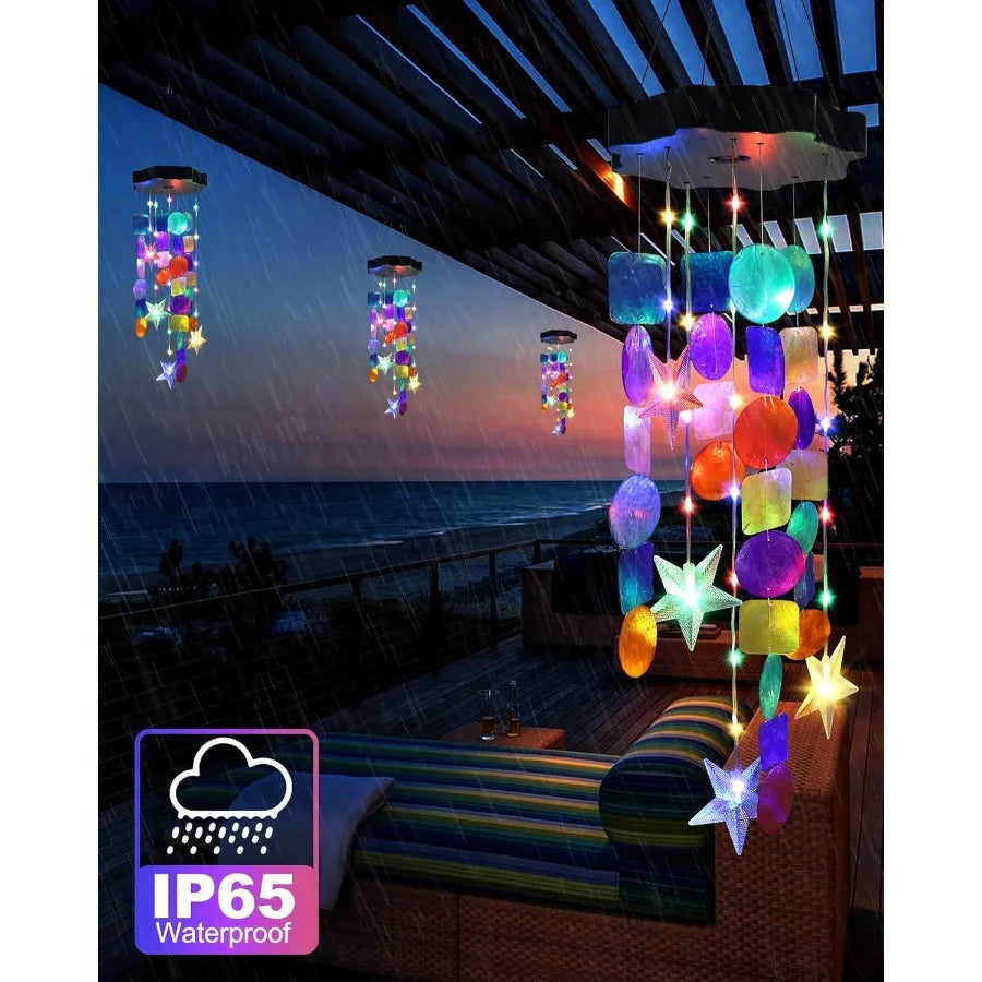 Solar Drative Lights Outdoor Colorful Shells Lights Gifts for Mom Grandma Women Wife Girls Solar Wind Chimes Outside Drative Mo