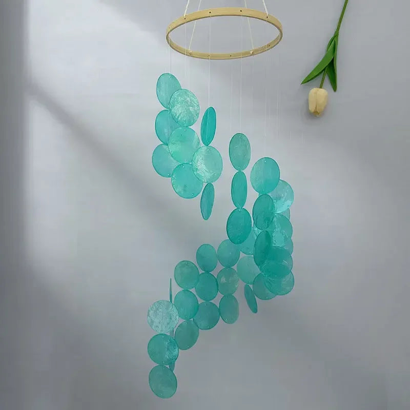 Colorful Shell Wind Chimes Outdoor Holiday Gift Capiz Shell Homestay Wall Hanging Memorial Wind Chimes Garden Ornaments