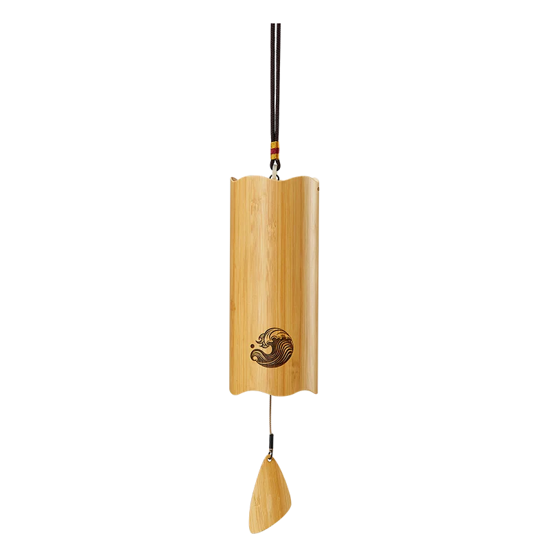 Hluru Bamboo Windchime Furin Wind Chime 8 Notes Rod Chord Crafted Bell for Outdoor Garden Decor Patio Home Zen Decoration
