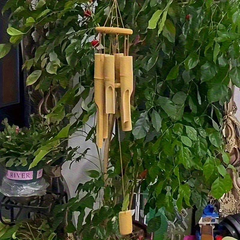Handcrafted Bamboo Wind Chime- Calm and Deep Sound, Wall-Mounted Outdoor Decoration, Perfect Gift for Any Occasion
