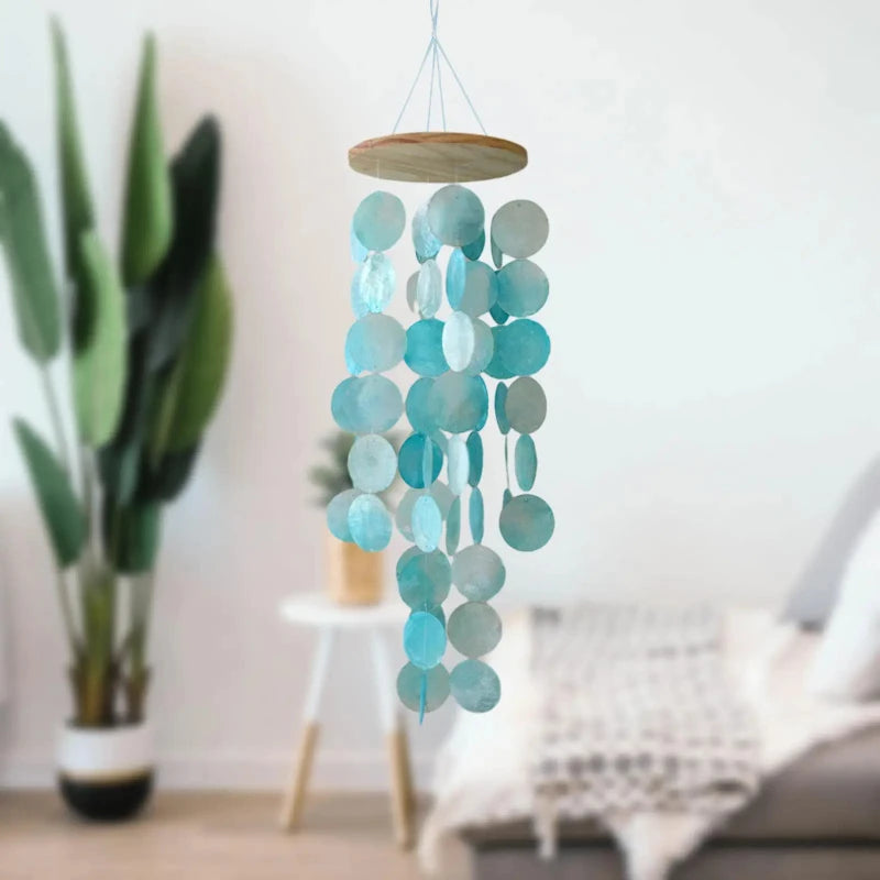 Shell Wind Chimes Wiht Hanging Strings Ornament Versatile Handicrafts for Garden Outdoor Balcony Front Porch Yard Decoration