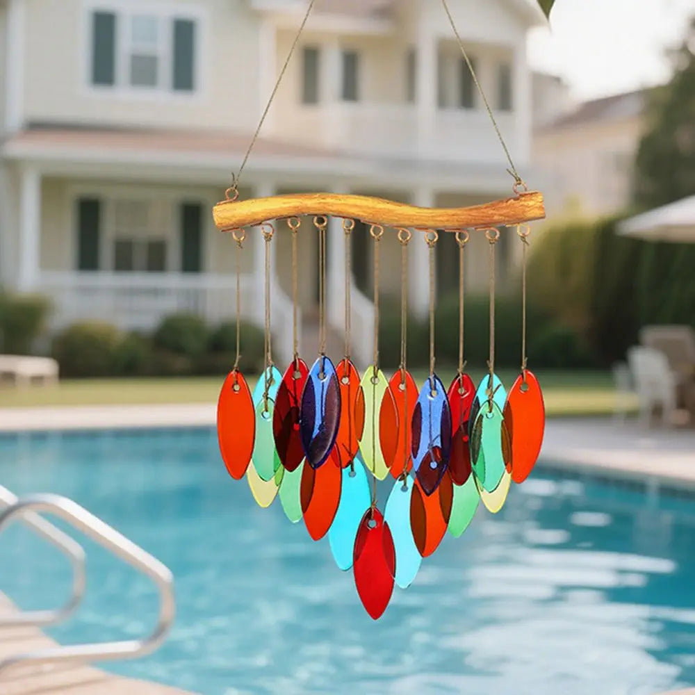 Creative Fish Shaped Wind Chime Shell Crafts Colored Glass Wind Chime Exquisite Iron Art Light Collection Pendant Outdoor