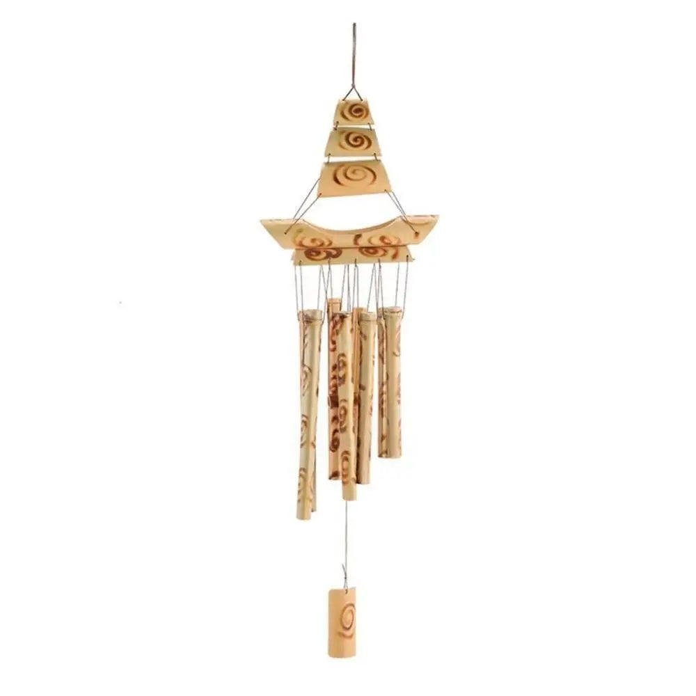 New Bamboo Bamboo Wind Chimes Hanging Ornament Pendant Bell Wall Hanging Windchimes Crafts Gift Handmade Wind Chime Home Garden