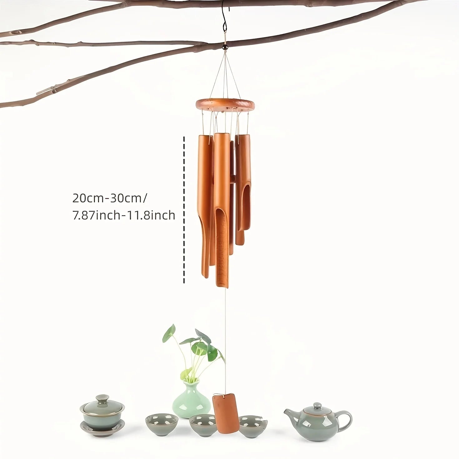 1 piece of bamboo wind chime, handmade, with a calm deep color tone, ideal for home decoration, suitable as a gift for any occas