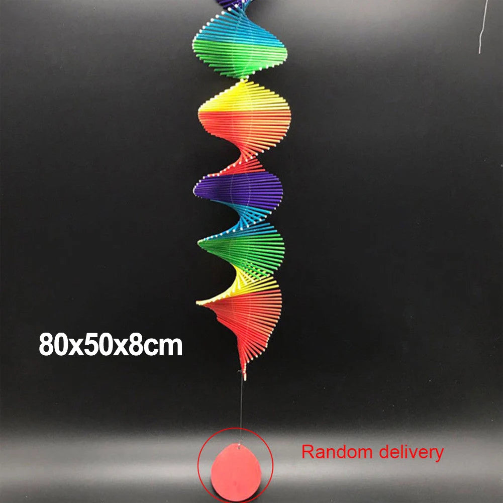 Colorful Wood Wind Chimes Rainbow Wind Spinner Mobile Chime Lawn Wind Spiral Party Home Decor Garden Ornament Decor DIY Pendant