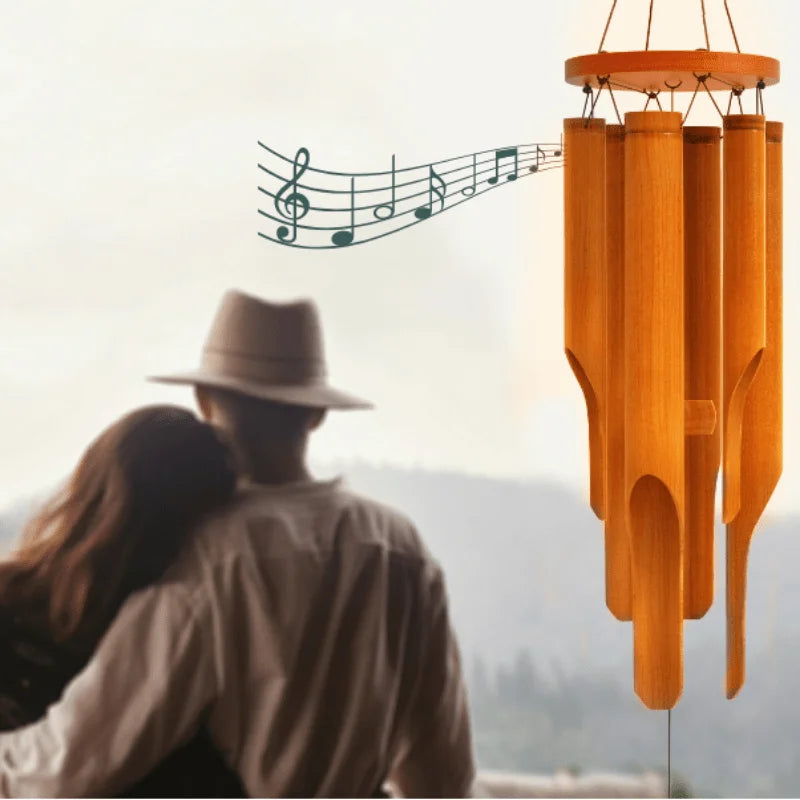 1 piece of bamboo wind chime, handmade, with a calm deep color tone, ideal for home decoration, suitable as a gift for any occas