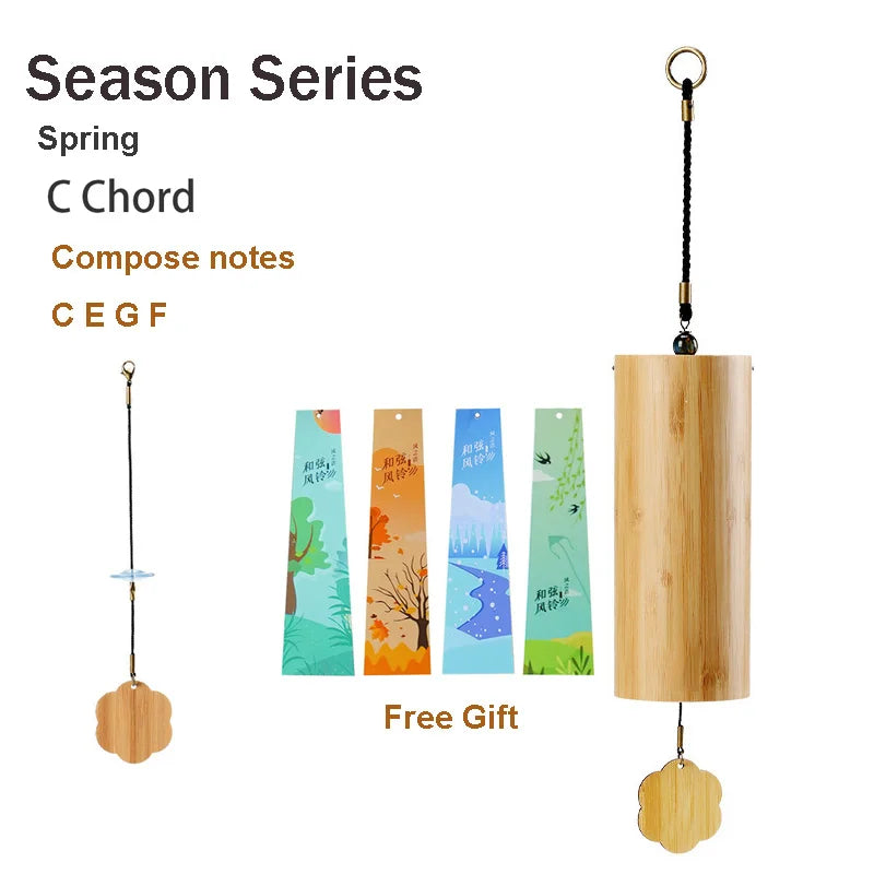 Hluru Windbell Bamboo Wind Chime 8 Tone Rods Windchimes Zen Meditation Craft Home Garden Patio Hanging Ornaments C G Am Dm Chord