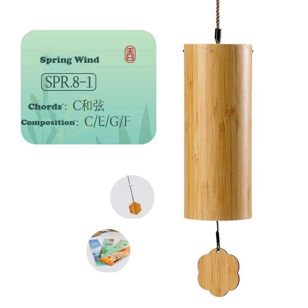 1Pcs Bamboo Eight-tone Chord Wind Chimes Natural Bamboo Wind Chimes Outdoor Garden Pavilion Decoration Meditation and Relaxation