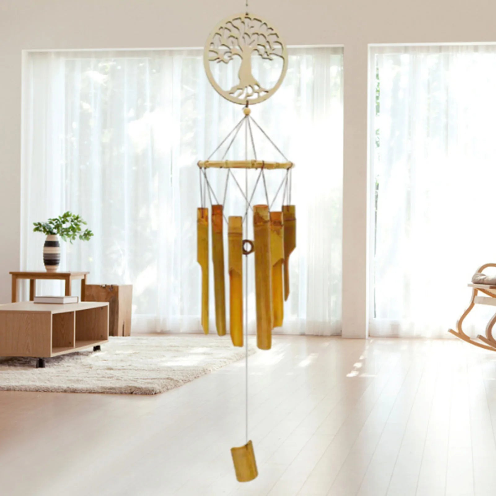 Outdoor Bamboo Wind Chimes Yard Garden Tubes Bell Wood Antique Wind Chime Wall Hanging Home Decor Wooden Windchimes Gifts