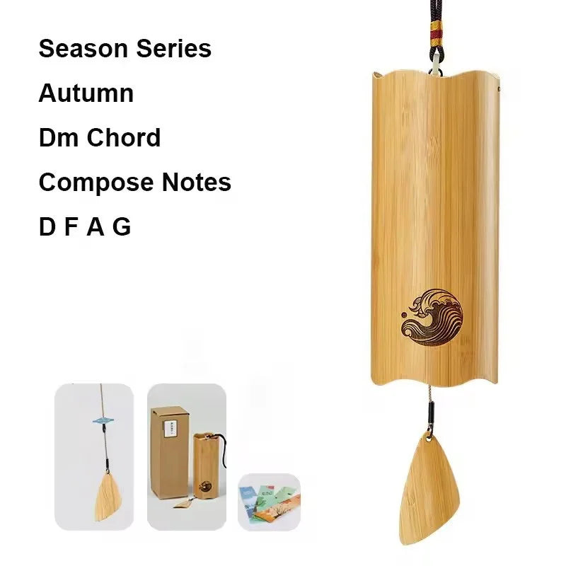 Hluru Windbell Bamboo Wind Chime 8 Tone Rods C G Am Dm Chord Windchimes for Zen Meditation Home Garden Patio Hanging Ornaments