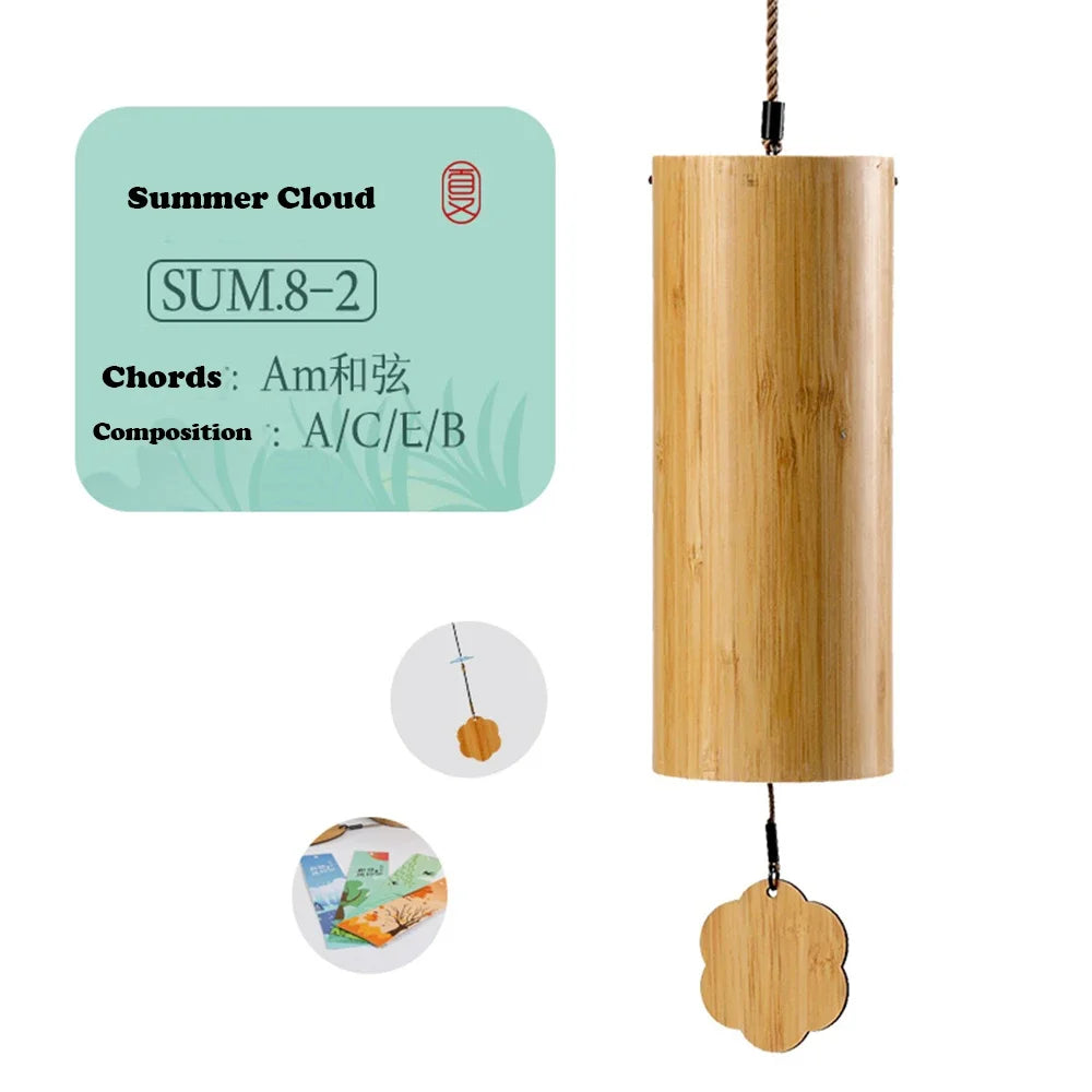 1Pcs Bamboo Eight-tone Chord Wind Chimes Natural Bamboo Wind Chimes Outdoor Garden Pavilion Decoration Meditation and Relaxation