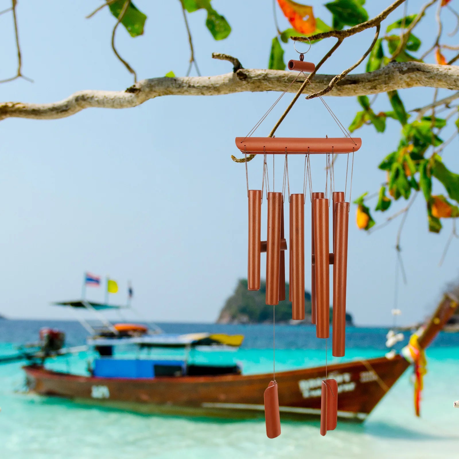 10 -Tube Decor 10-Tube Wood Bamboo Wind Chime Ring Decoration Multi-Tube Music Natural Ornament Wooden Child