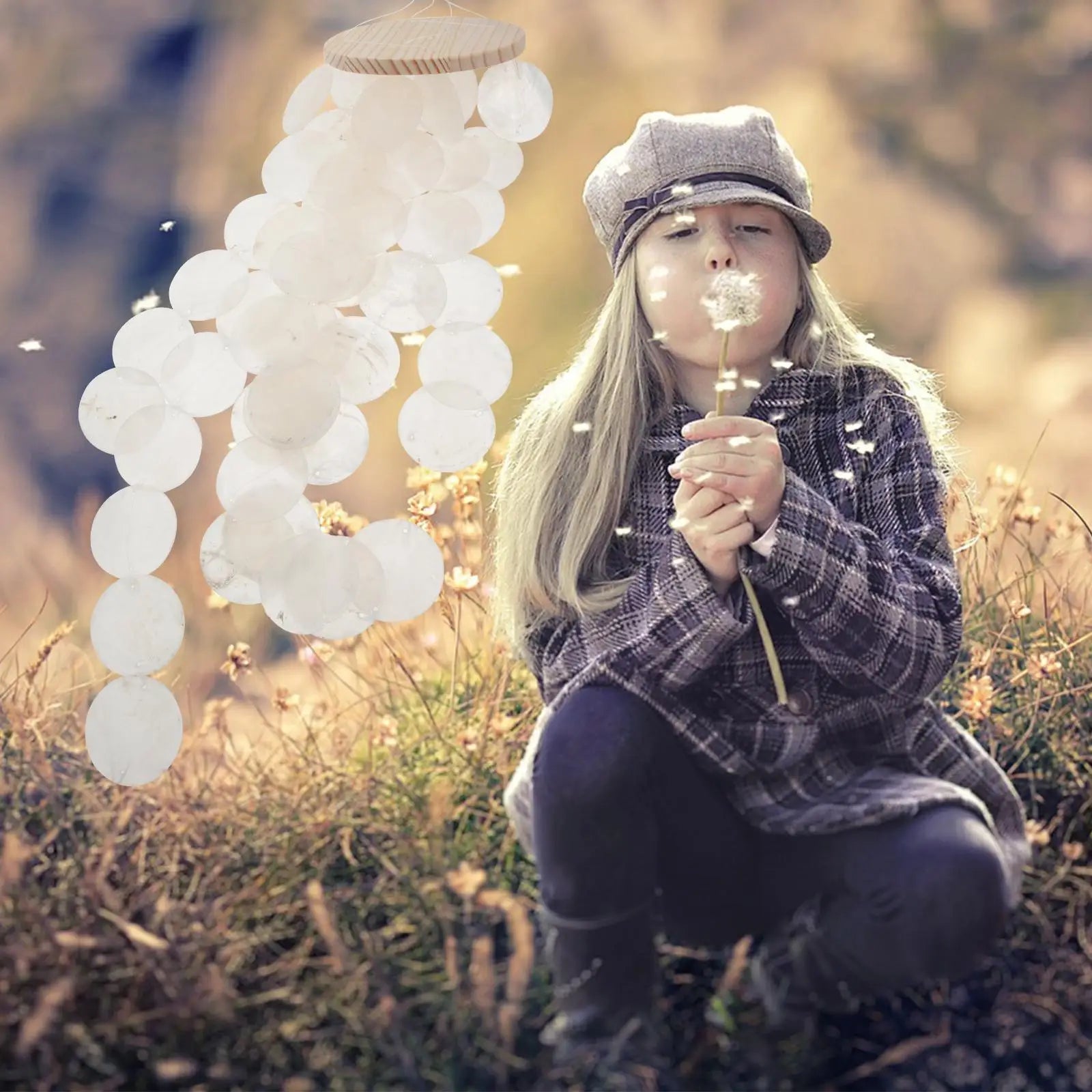 Seashell Wind Chime Decoration Unique Shell Pendant for Garden White Bell Hanging Home Patio Mirror Sound Relaxing