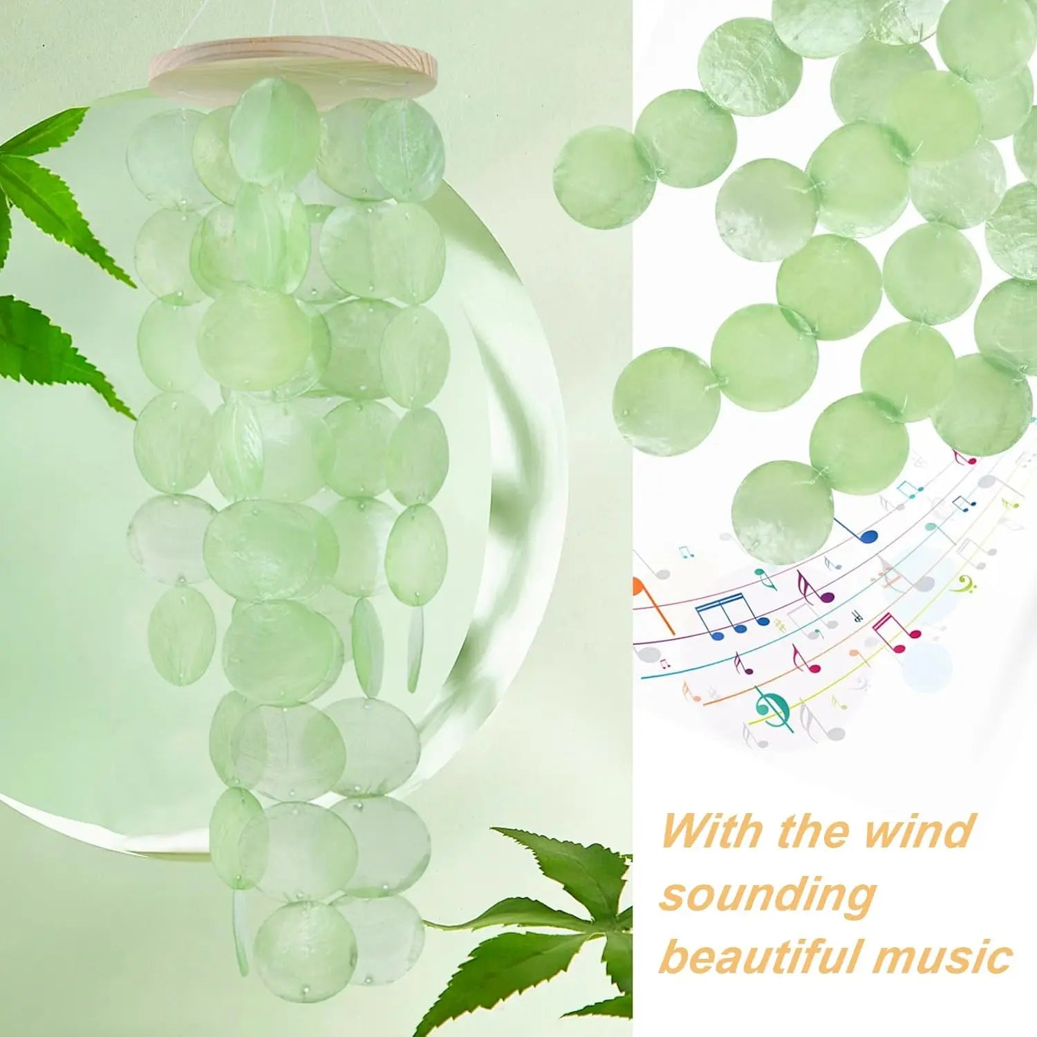 Wind Chimes for Outside, Handcrafted Shells Windchime Coastal Style Decor for Indoor/Outdoors, Garden Decor, Great for Women