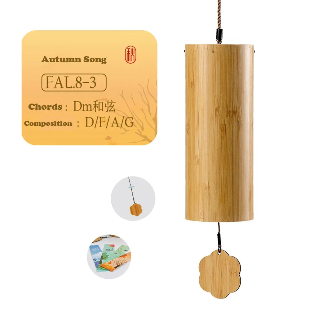 1Pcs Bamboo Eight-tone Chord Wind Chimes Natural Bamboo Wind Chimes Outdoor Garden Pavilion Decoration Meditation and Relaxation