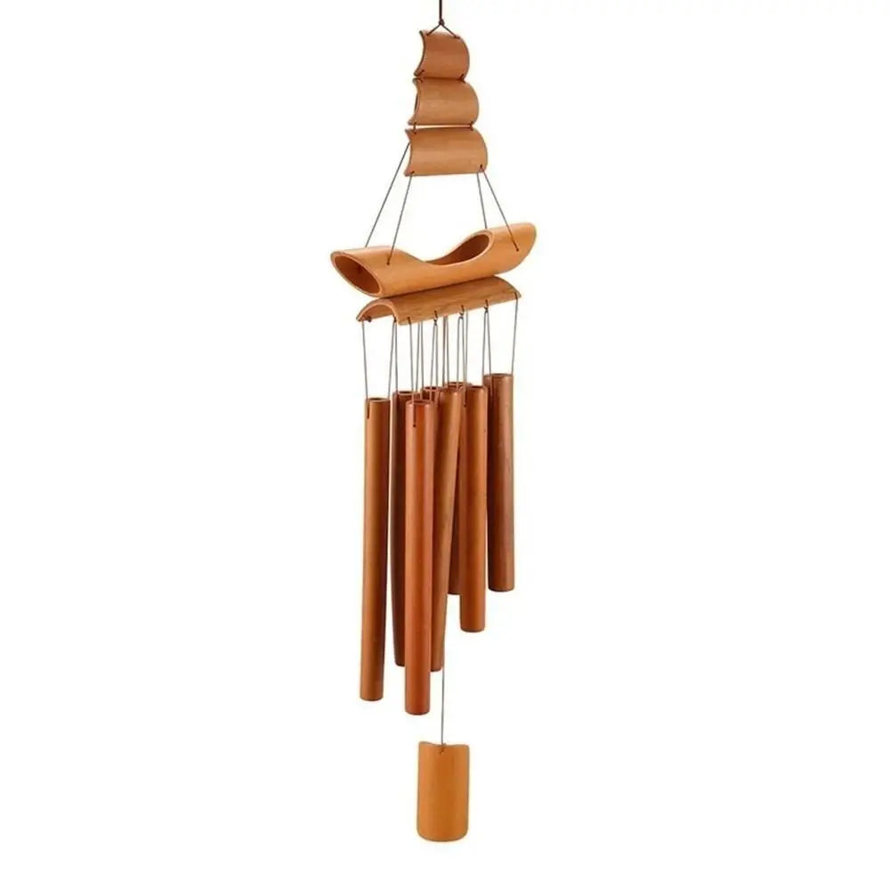 New Bamboo Bamboo Wind Chimes Hanging Ornament Pendant Bell Wall Hanging Windchimes Crafts Gift Handmade Wind Chime Home Garden