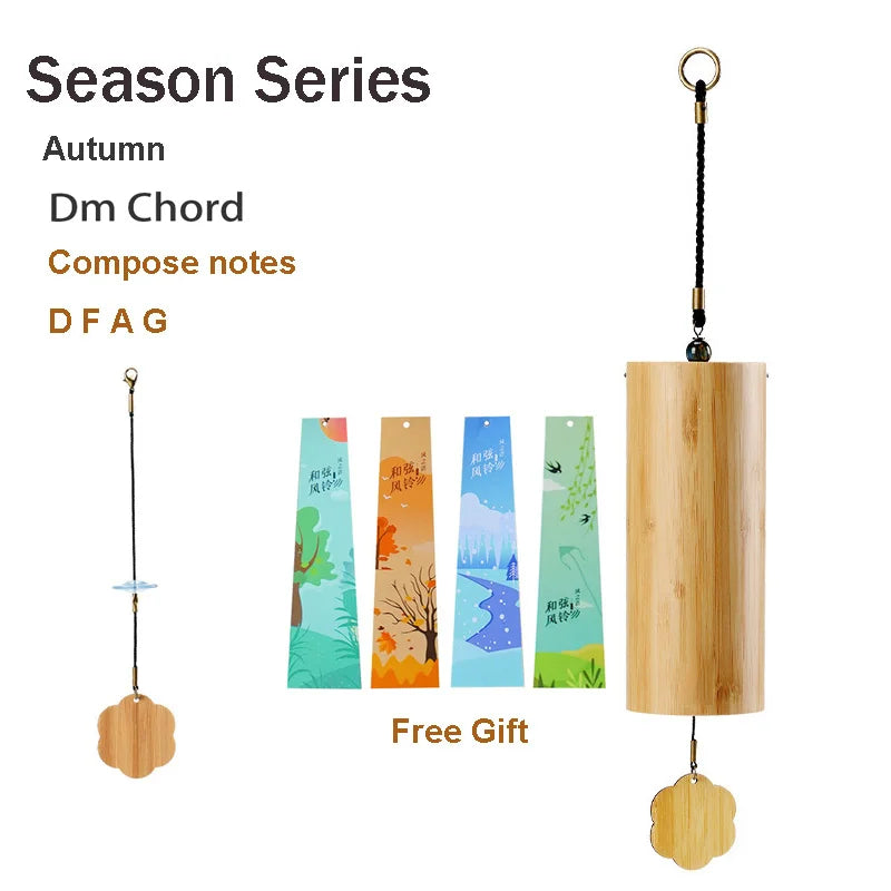Hluru Windbell Bamboo Wind Chime 8 Tone Rods Windchimes Zen Meditation Craft Home Garden Patio Hanging Ornaments C G Am Dm Chord