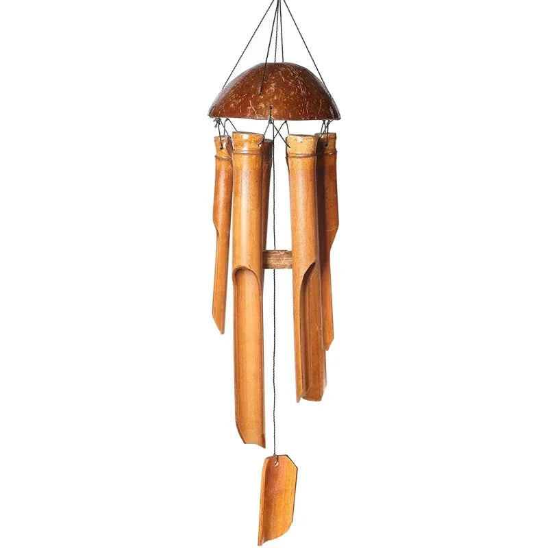 6 Tubes Bamboo Wind Chimes With Natural Relaxing Soothing Sound Outdoor Chimes Hand-Carved Garden Patio Outdoor Home Decor