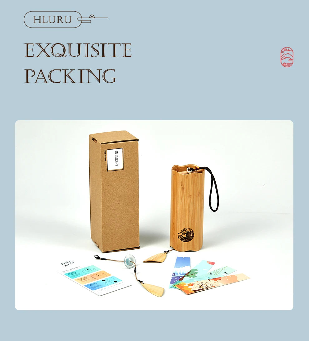 Hluru Bamboo Windchime Furin Wind Chime 8 Notes Rod Chord Crafted Bell for Outdoor Garden Decor Patio Home Zen Decoration