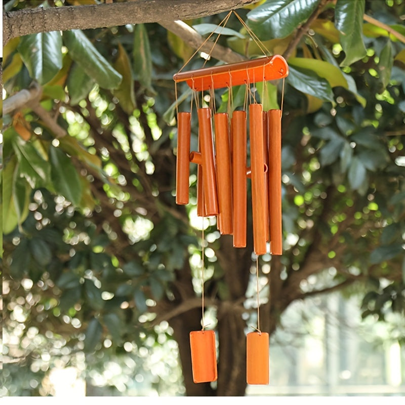 1pc Handmade Bamboo Wind Chimes - 23.6 Inches, Home and Courtyard Decoration, Natural Bamboo Pipes for Safety and Serenity
